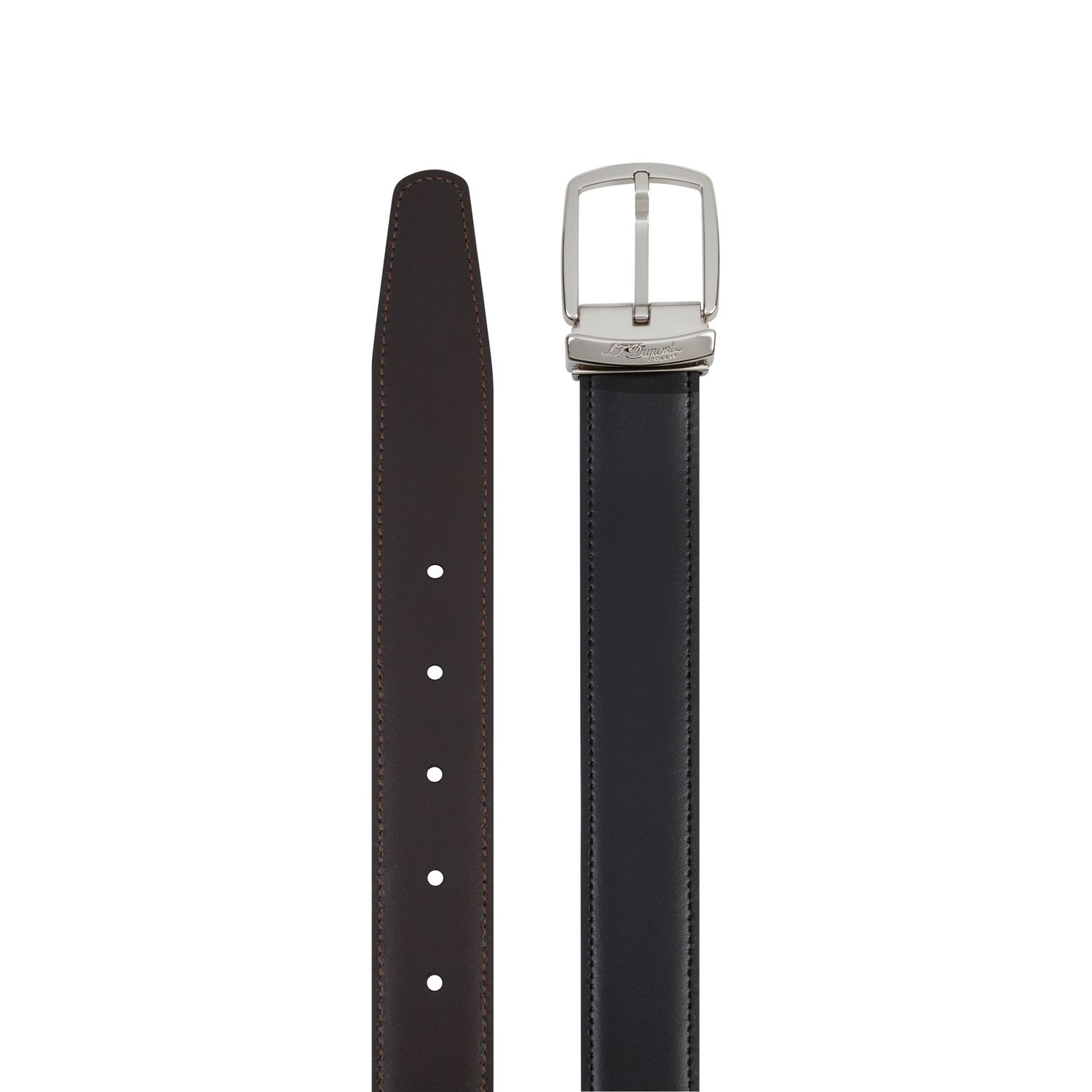 S.T Dupont Reversible Black Brown 30mm Palladium Buckle belt