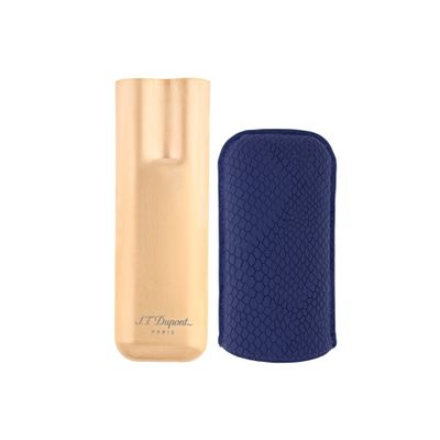S.T Dupont 2 Cigar Case Blue Scaled and Golden