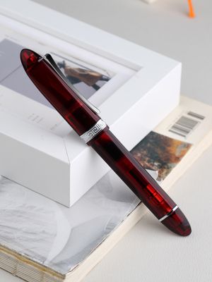 Moonman V60 Transparent Red with Silver clip -  Piston filled  Fountain Pen Fine and Extra Fine Stainless steel nib