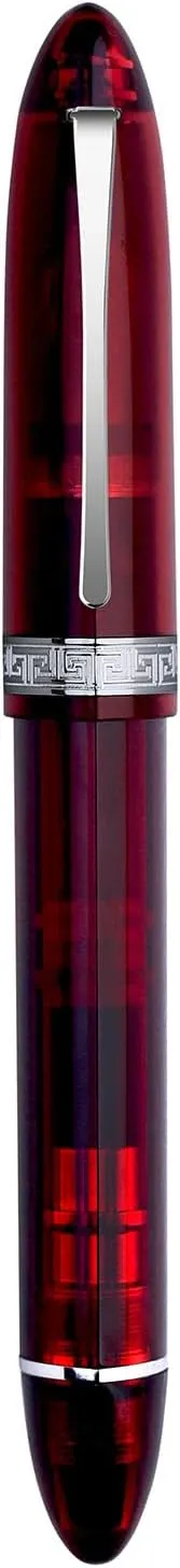 Moonman V60 Transparent Grey with Silver clip -  Piston filled  Fountain Pen Fine and Extra Fine Stainless steel nib, Nib Size: Extra Fine