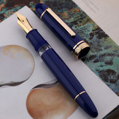 Moonman P140 Gemstone Blue Fountain Pen # 8 Stainless Steel Gold Plated Nib