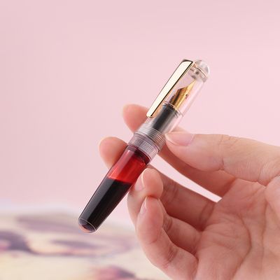 Moonman Q2 Mini Fountain Pen Eyedropper Filling, Transparent Clear Acrylic Pen with Eyedropper