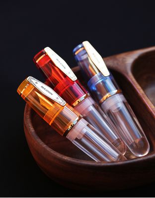 Moonman Q3 Mini Eyedropper Fountain Pen, Transparent Yellow Resin Short Pocket Pen, Iridium Nib Large Capacity Writing Pen Case Set