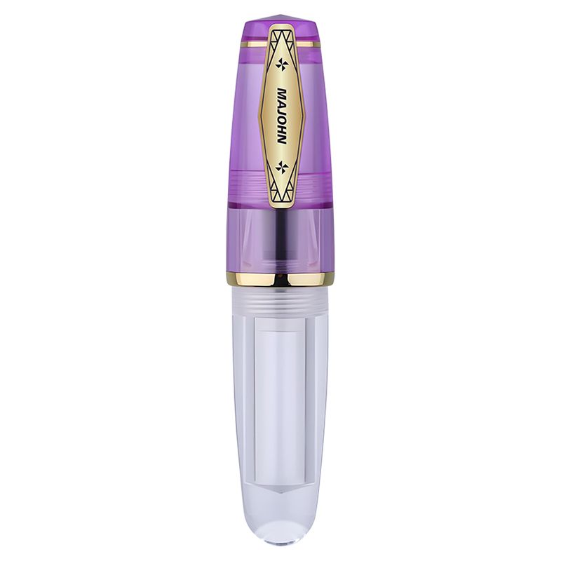 Moonman Q3 Mini Eyedropper Fountain Pen, Transparent Purple Resin Short Pocket Pen, Iridium Nib Large Capacity Writing Pen Case Set