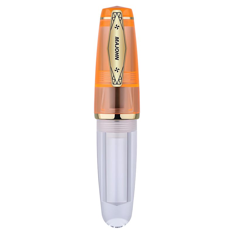 Moonman Q3 Mini Eyedropper Fountain Pen, Transparent Orange Resin Short Pocket Pen, Iridium Nib Large Capacity Writing Pen Case Set