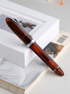 Moonman V60 Transparent Brown with Silver clip -  Piston filled  Fountain Pen Fine and Extra Fine Stainless steel nib