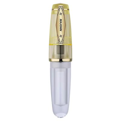 Moonman Q3 Mini Eyedropper Fountain Pen, Transparent Yellow Resin Short Pocket Pen, Iridium Nib Large Capacity Writing Pen Case Set