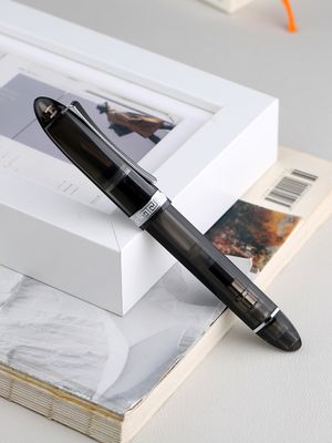 Moonman V60 Transparent Grey with Silver clip -  Piston filled  Fountain Pen Fine and Extra Fine Stainless steel nib