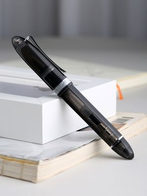 Moonman V60 Transparent Grey with Silver clip -  Piston filled  Fountain Pen Fine and Extra Fine Stainless steel nib
