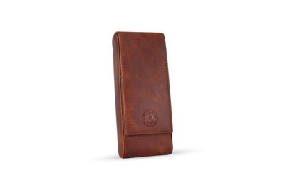 KRIC 3-PIECE LEATHER PEN HOLDER TABACCO