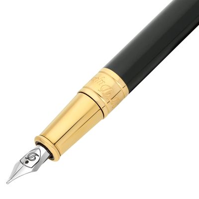 ST DUPONT D-Initial Fountain Pen Black &amp; Golden - Medium Nib