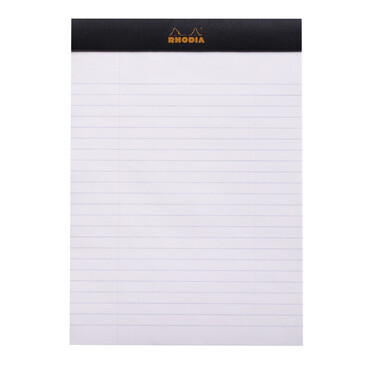 Rhodia Black  Head Stapled Pad N 16 14,8x21cm Lined +Margin