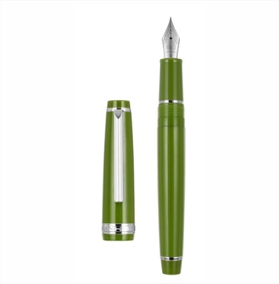 JINHAO 82 Resin Fountain Pen Silver Clip and Trims, Silver #5 Iridium nib in option of EF, F, M, Fude with Converter.  Round Plastic Screw Type Box.