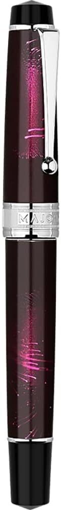 Moonman T5 Fountain Pen, Piston Filled, Clear Glass Window, large Ink capacity, Four Colours, Three nib Sizes EF, F M, Stainless Steel Nib, Colours: Fireworks Red, Nib Size: Extra Fine