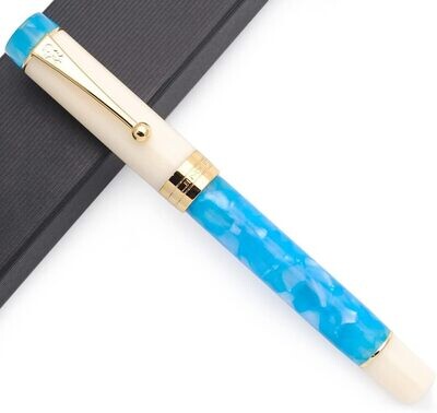 Jinhao Model 100 - Two Tone Blue and Cream - 18 KGP nib
