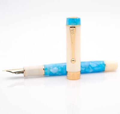 Jinhao Model 100 - Two Tone Blue and Cream - 18 KGP nib