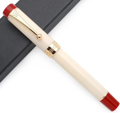 Jinhao Model 100 - Two Tone White and Red - 18 KGP nib