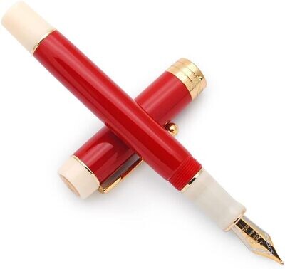 Jinhao Model 100 - Two Tone Red and Cream - 18 KGP nib