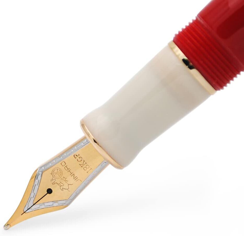 Jinhao Model 100 - Two Tone Red and Cream - 18 KGP nib, Nib Size: Extra Fine