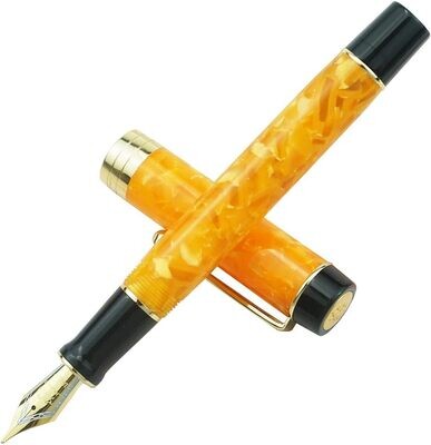 Jinhao Model 100 - Two Tone Orange and Black - 18 KGP nib