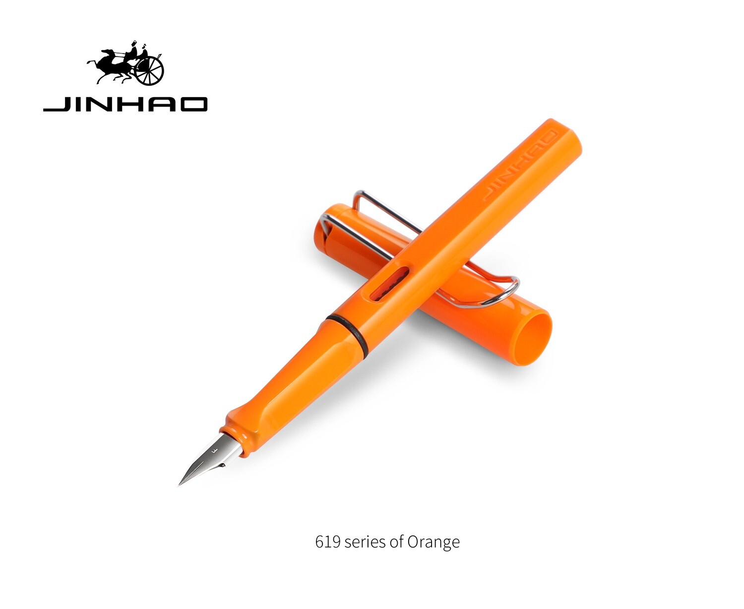 Jinhao Safari Model 619 Fountain Pen, Fine Nib, Colour: Orange