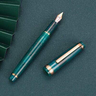 JINHAO 82 STAR DUST Resin Fountain Pen Golden Clip and Trims, Two Tone #5 Iridium nib in option of EF, F and M with Converter, Plastic Round Screw Type Box.