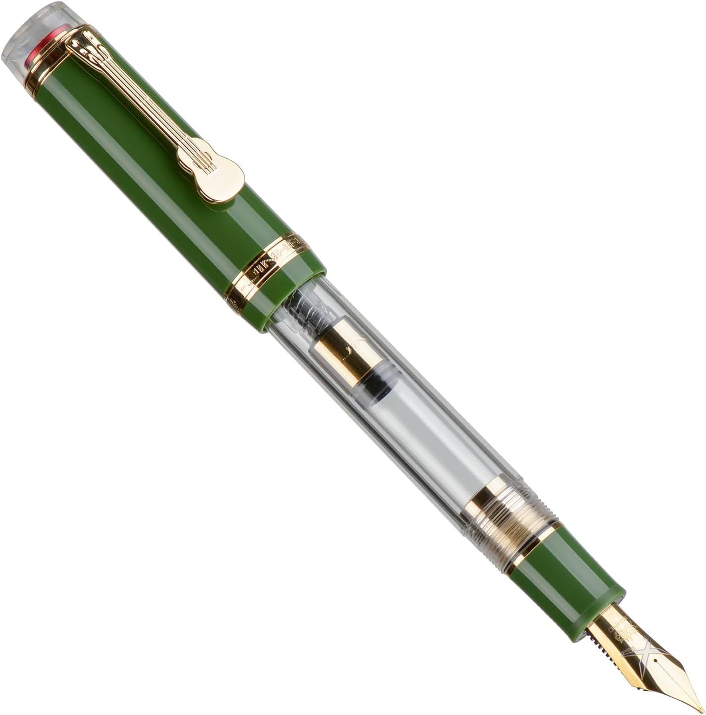 Jinhao Tiandao Model 1935 Guitar Fountain Pen Steel Nib - Green, Nib Size: Fine (0.5mm)
