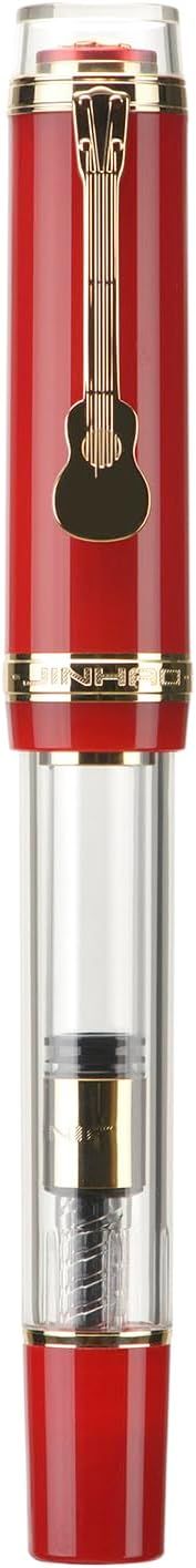 Jinhao Tiandao Model 1935 Guitar Fountain Pen Steel Nib - Red, Nib Size: Fine (o.5mm)