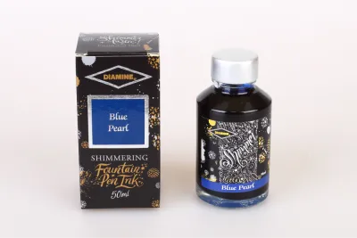 Diamine Shimmertastic   Fountain Pen Ink Bottle - Blue Pearl  50ml
