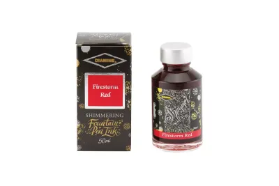 Diamine Shimmertastic   Fountain Pen Ink Bottle - Firestorm Red 50ml
