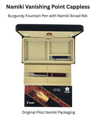 Namiki Vanishing Point Fountain Pen Burgundy &amp; Silver Faceted In Box 60363 Mint condition 