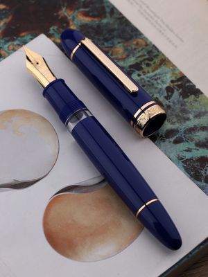 Moonman P140 Gemstone Blue Fountain Pen # 8 Stainless Steel Gold Plated Nib