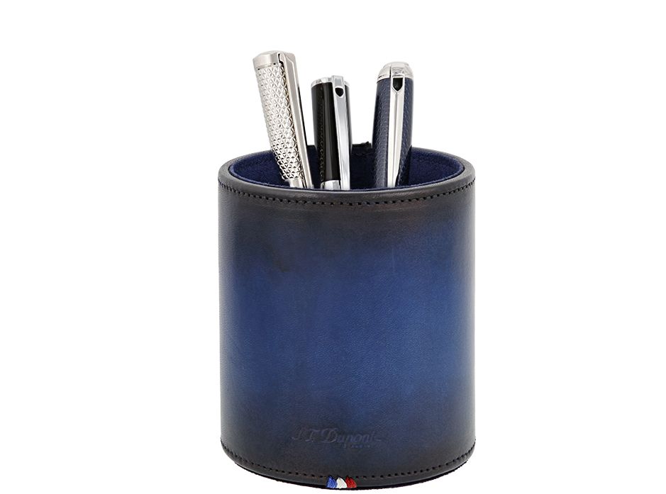 ST Dupont  Atelier Blue Genuine Leather Pen Cup Holder