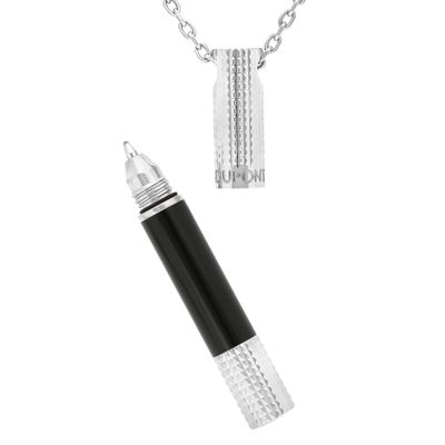 ST DUPONT Mini Ballpoint Pen Necklace Black Chrome