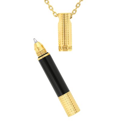 ST DUPONT Mini Ballpoint Pen Necklace Black Golden