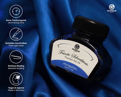Octopus Fountain pen ink Royal Blue erasable. 30 ml