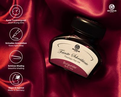 Octopus Fountain pen ink Burgundy. 30 ml