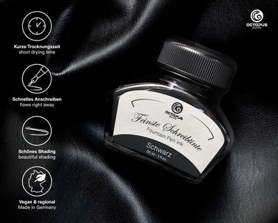 Octopus Fountain pen ink Black. 30 ml