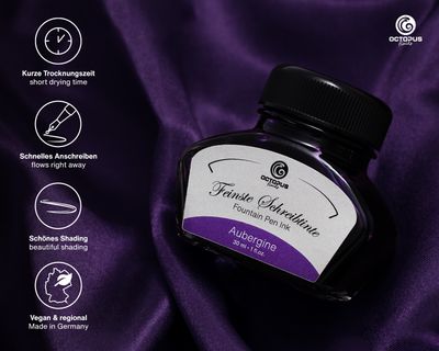 Octopus Fountain pen ink Aubergine. 30 ml
