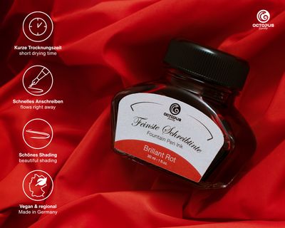 Octopus Fountain pen ink Brilliant Red. 30 ml