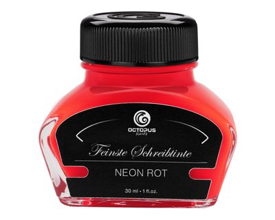 Octopus Fountain pen ink Neon Red, pigmented, fluorescent, 30 ml