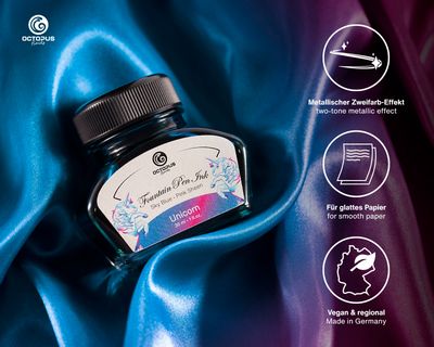 Octopus Fountain Pen Ink Sheen, Unicorn, blue, 30 ml