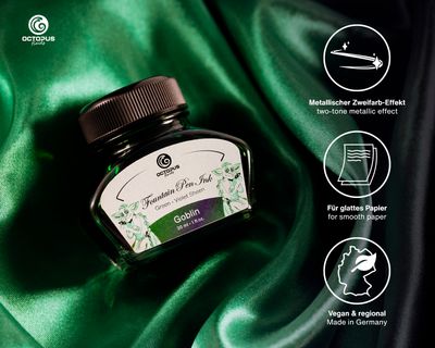 Octopus Fountain Pen Ink Sheen, Dragon, petrol, 30 ml