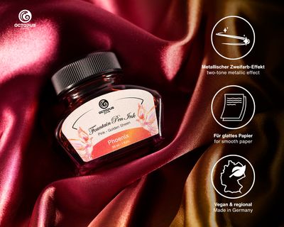Octopus Fountain Pen Ink Sheen, Phoenix, orange, 30 ml
