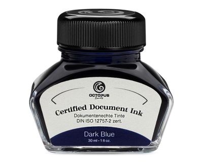 Octopus Document Ink dark blue, document-proof ink, certified according to DIN ISO 12757-2, 30 ml