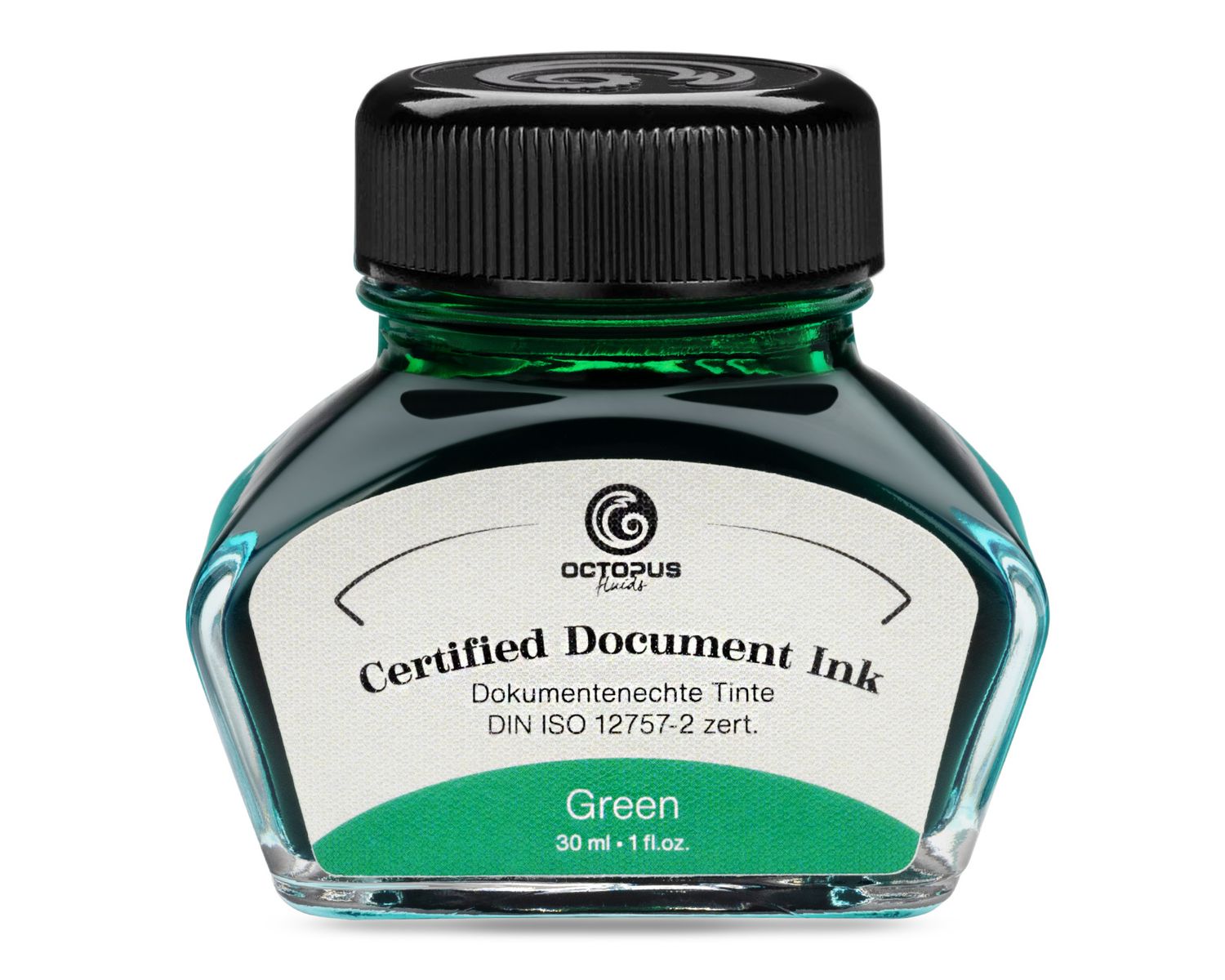 Octopus Document Ink green, document-proof ink, certified according to DIN ISO 12757-2, 30 ml