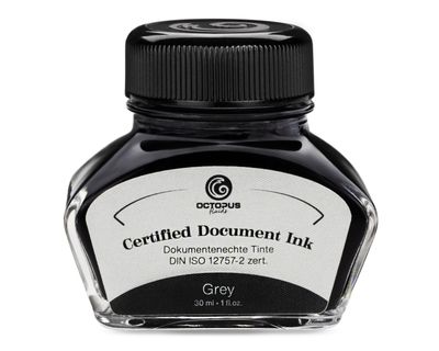 Octopus Document Ink Grey, document-proof ink, certified according to DIN ISO 12757-2, 30 ml
