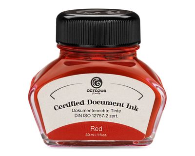 Octopus Document Ink red, document-proof ink, certified according to DIN ISO 12757-2, 30 ml