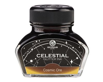 Octopus Celestial Glitter, Cosmic Ore, Shimmer Fountain Pen Ink, Brown with copper shimmer, 30 ml