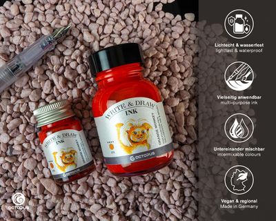Octopus Write and Draw Ink 380 Orange Monkey, pigmented, waterproof, document-proof, 50 ml